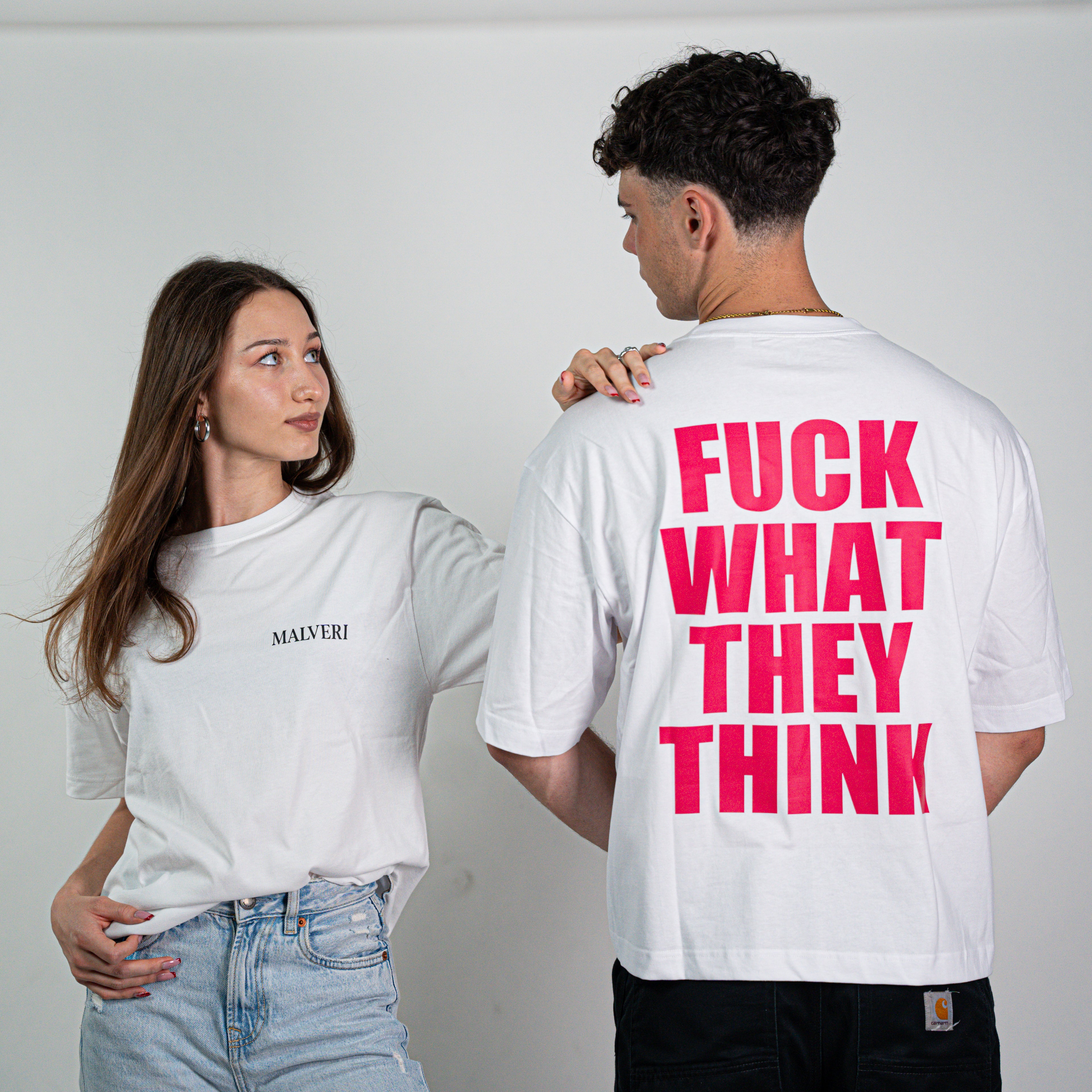 "Fuck what they think" Oversized T-Shirt White